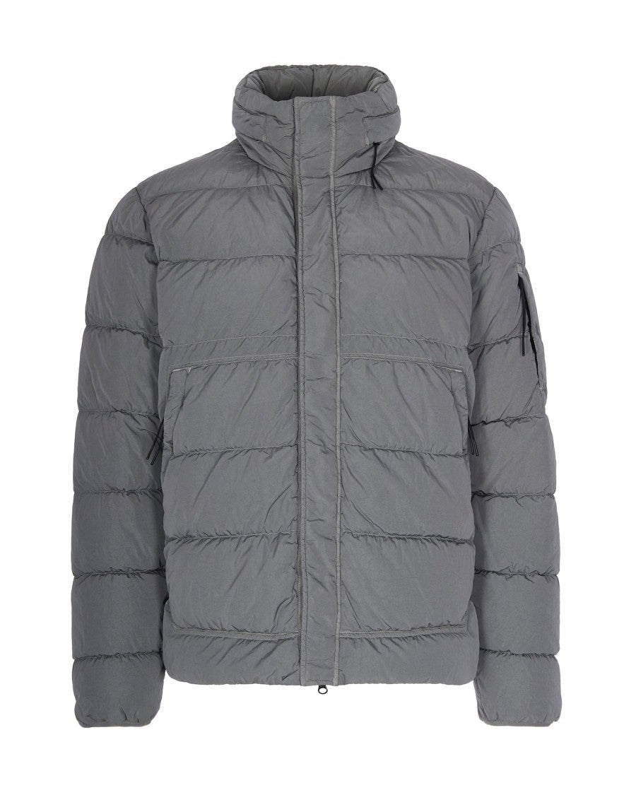 C.P. Company Quilted Gunmetal Padded Jacket With Hidden Hood