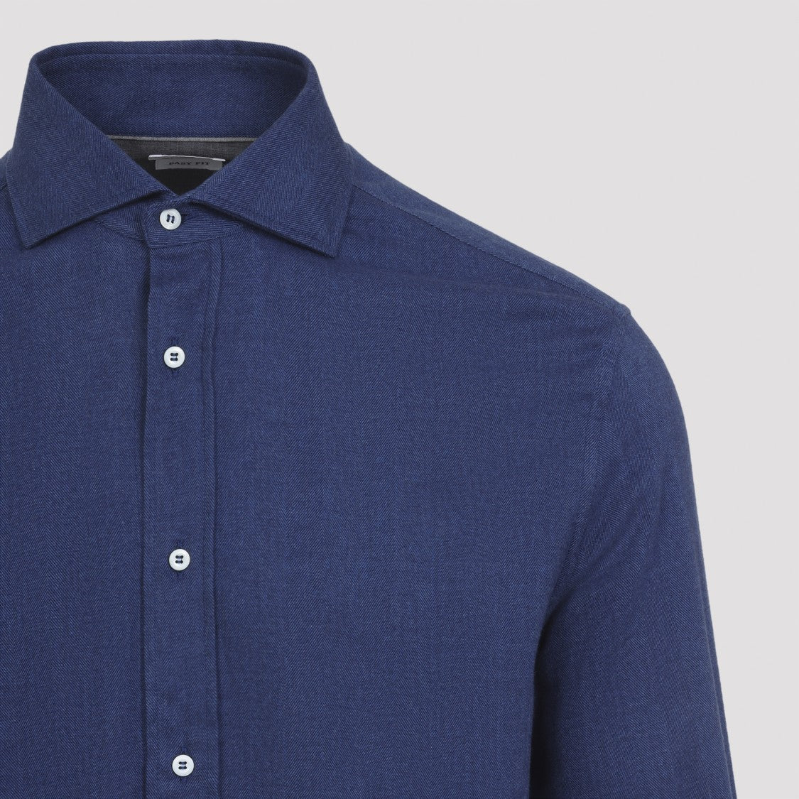 Brunello Cucinelli Blue Flannel Shirt With Pointed Collar