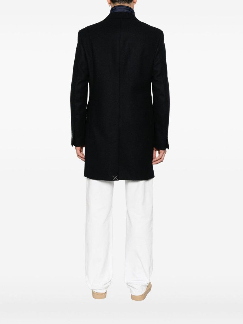 Fay Impeccably Tailored Blue Wool-Cashmere Overcoat