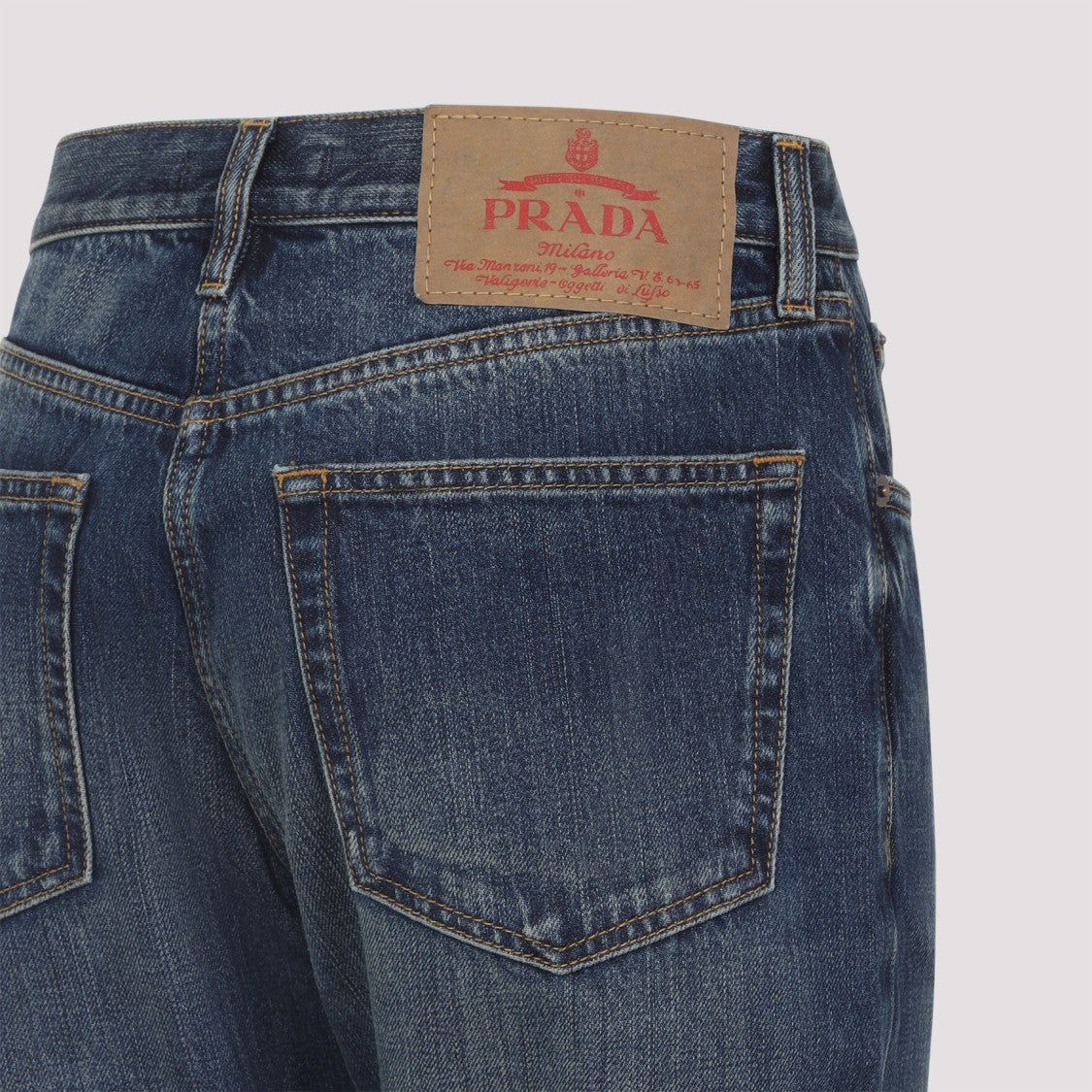 Prada Classic Straight-Leg Denim Jeans With Branded Patch