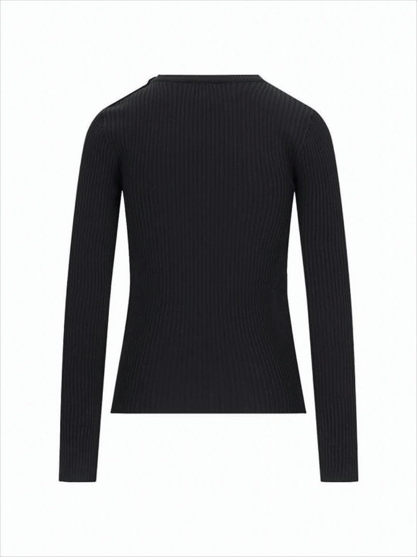 Courrèges Fitted Ribbed Sweater With Decorative Buttons