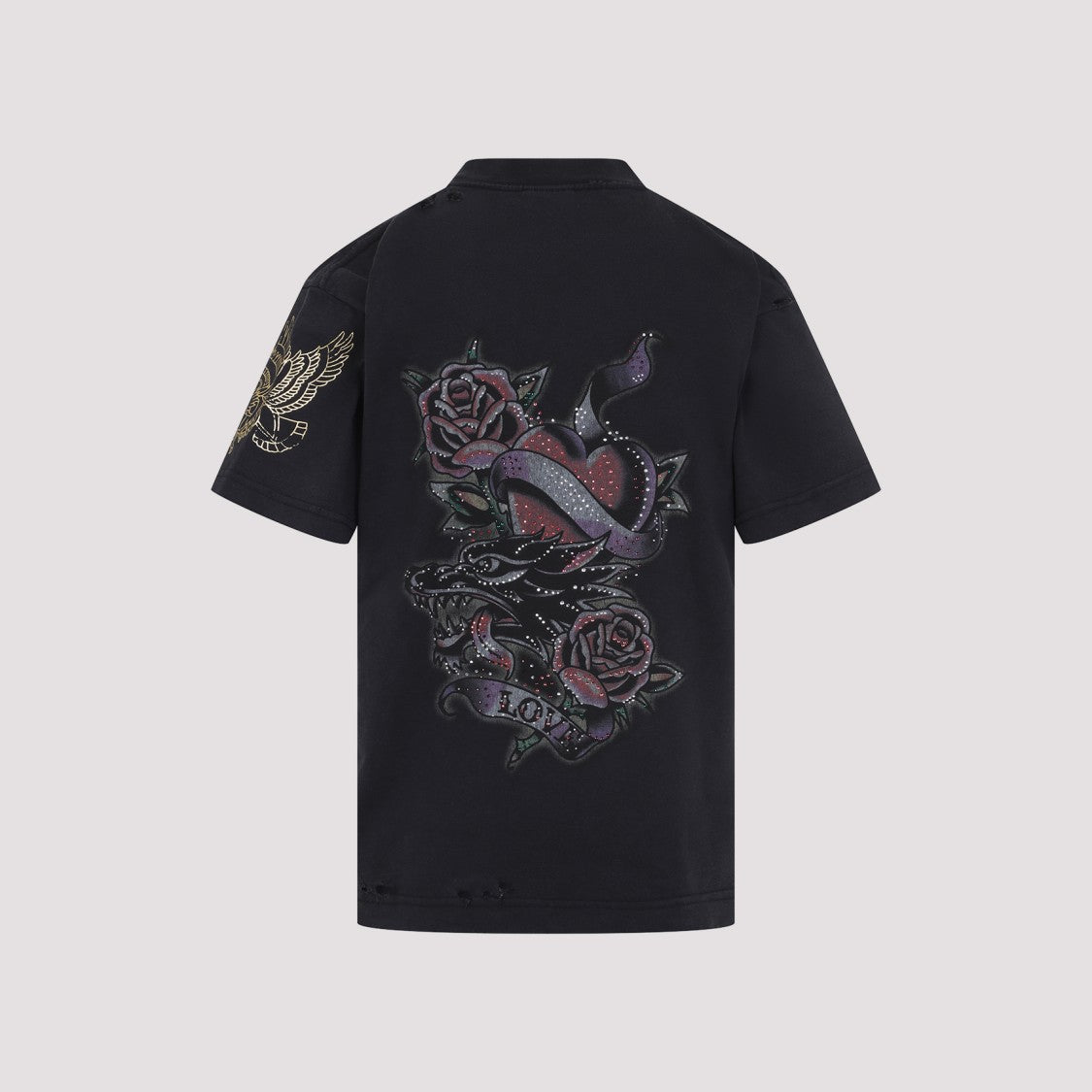 Balenciaga Faded Washed Black Cotton Small Fit T-Shirt