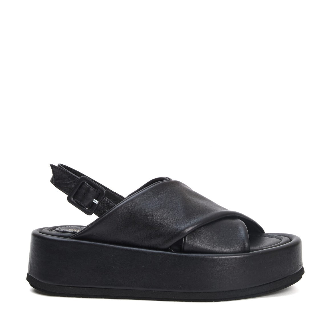 Paloma Barceló Black Leather Crossover Wedge