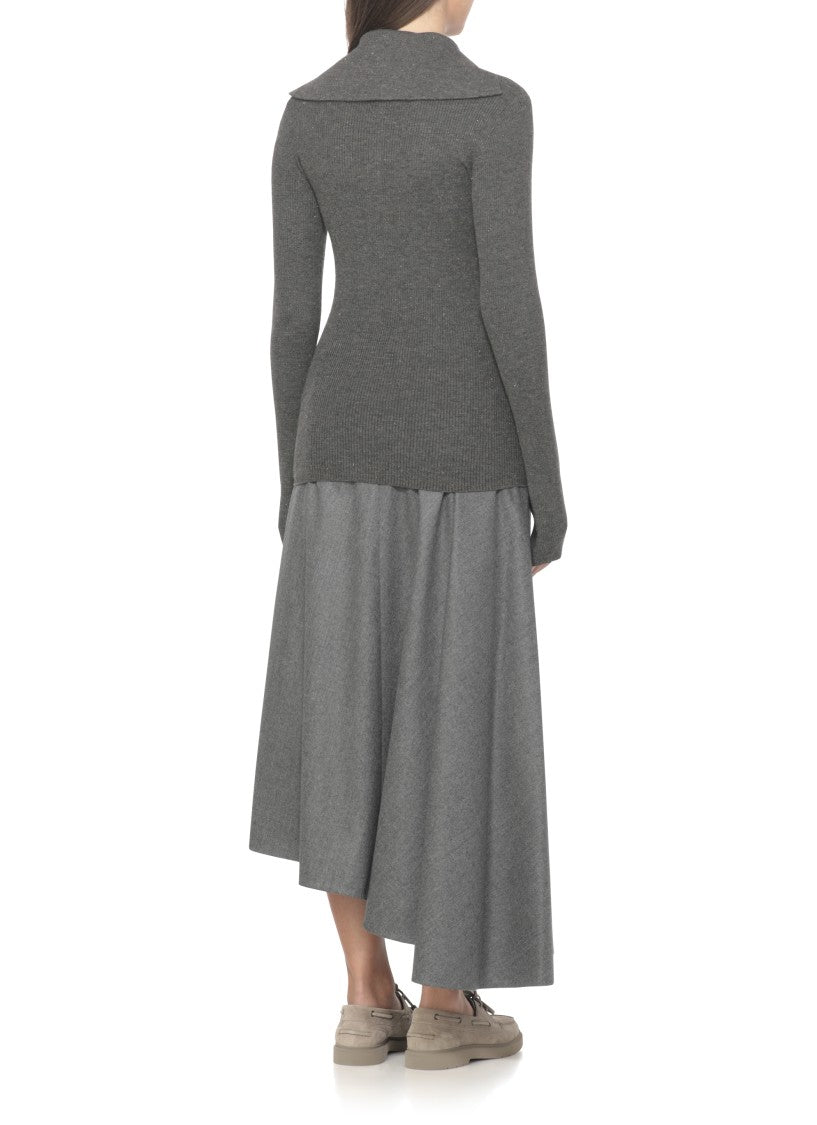 Brunello Cucinelli Grey Cashmere Blend Sweater