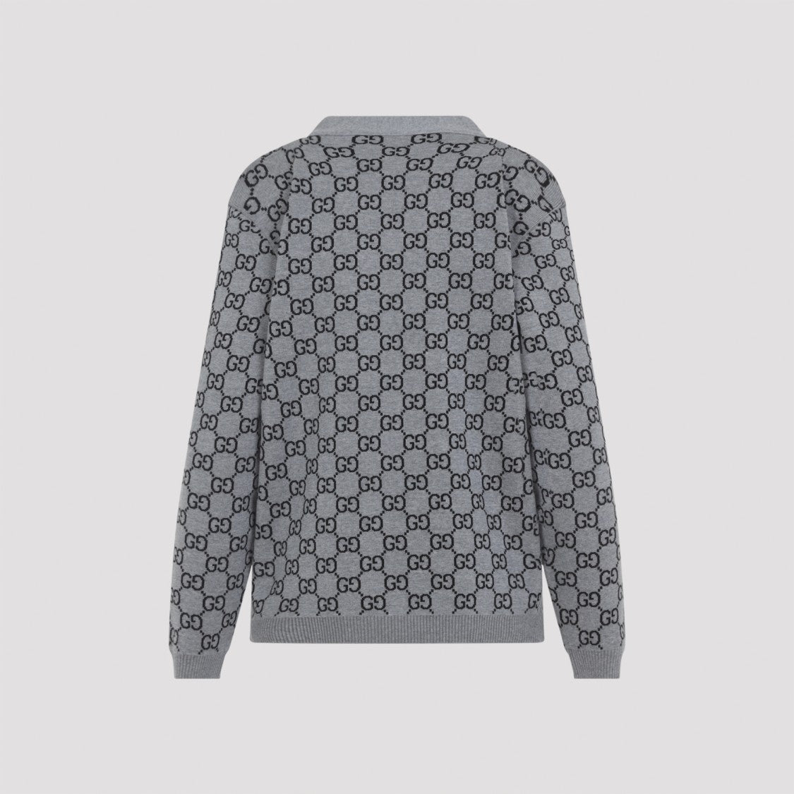 Gucci Gg Knit Grey And Black Wool Cardigan