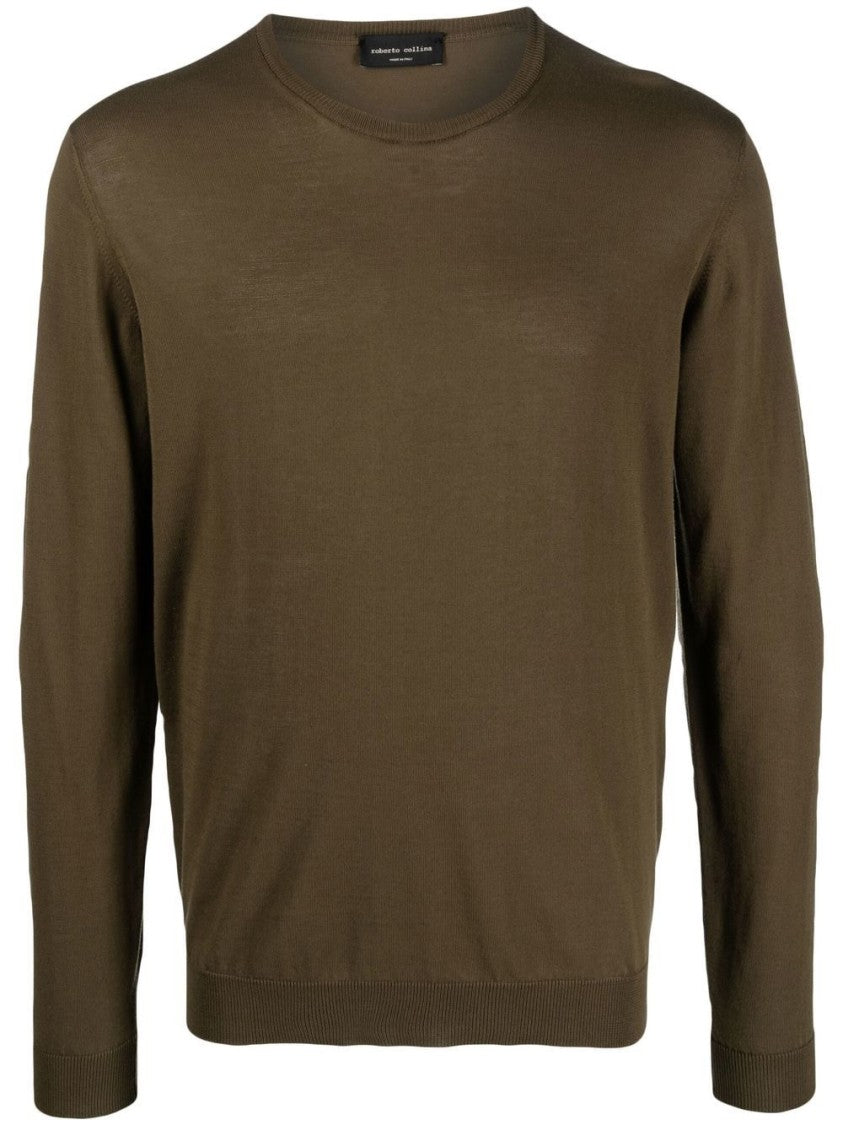 Roberto Collina Round Neck Long Sleeve Knitwear In Soft Cotton