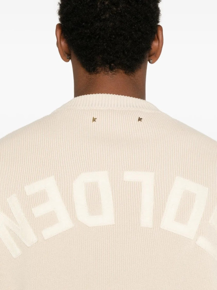 Golden Goose Knit Crewneck Sweater With Subtle Raised Lettering