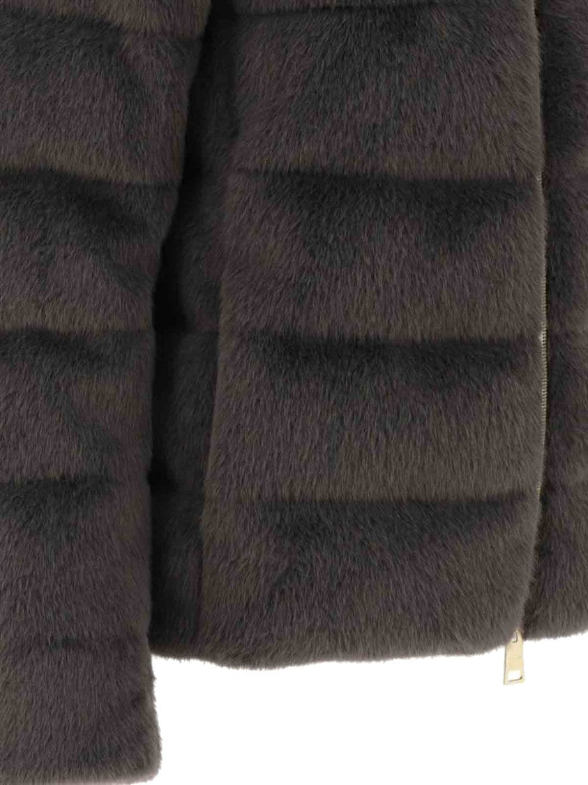Herno Padded Short Jacket In Plush Synthetic Fur