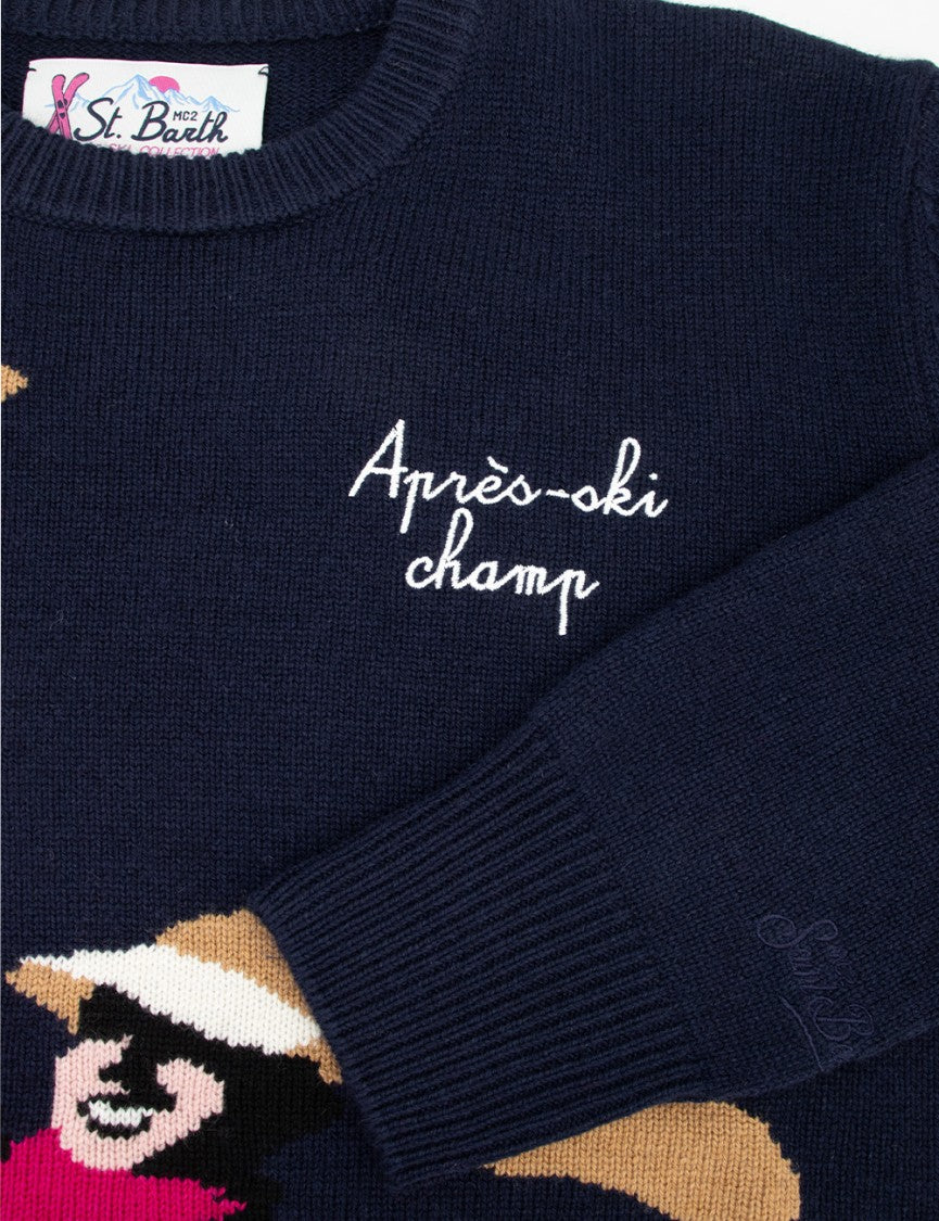 Mc2 Saint Barth Winter Motif Cashmere-Blend Crew-Neck Jumper