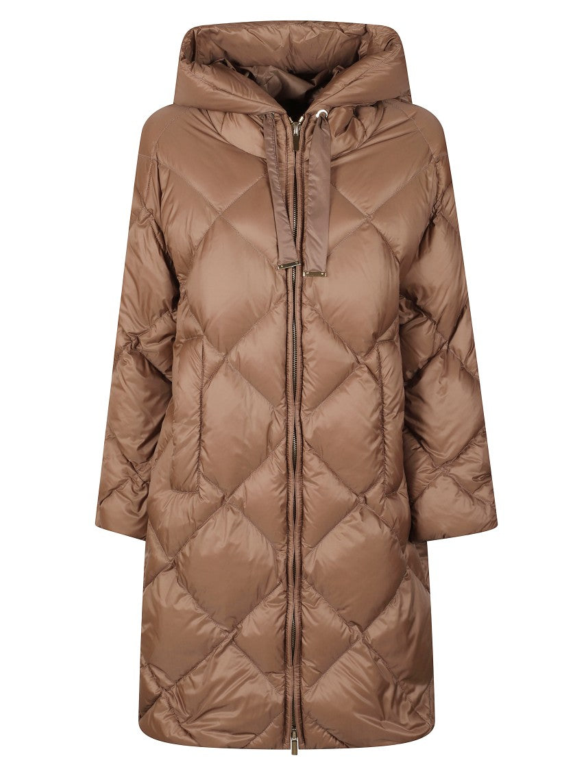 Max Mara Quilted Down Coat With Hood And Three-Quarter Sleeves