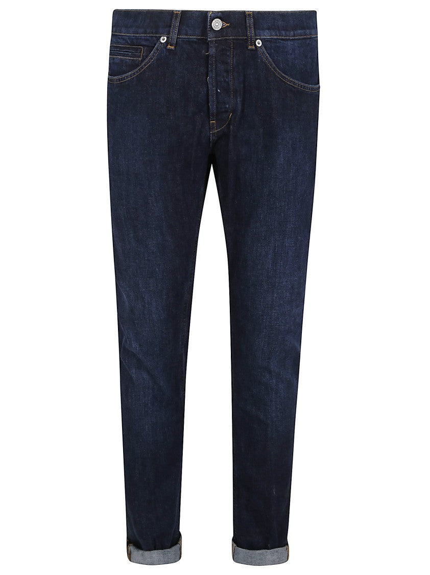 Dondup Straight-Leg Dark Wash Jeans With Rolled Cuffs