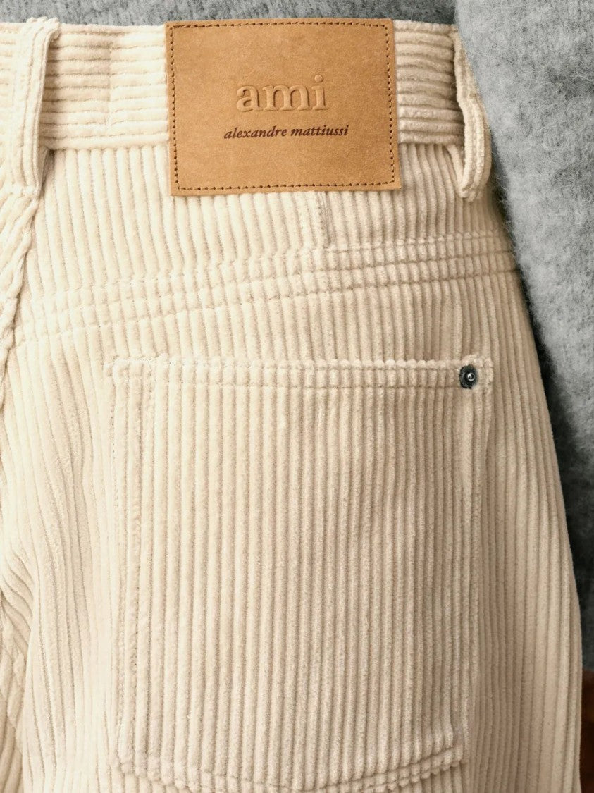 Ami Cotton Wide-Leg Trousers