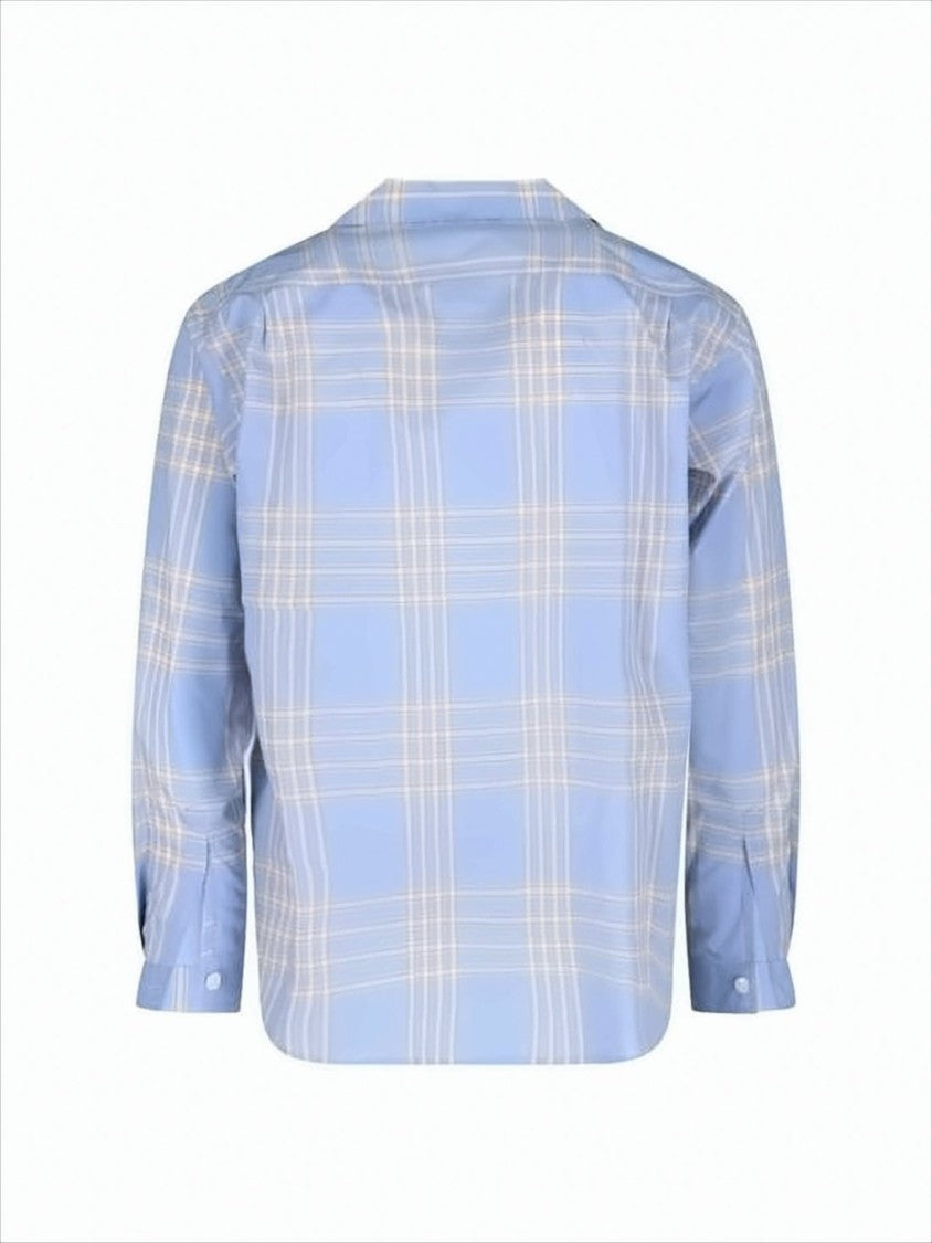 Auralee Light Blue Plaid Long-Sleeve Shirt