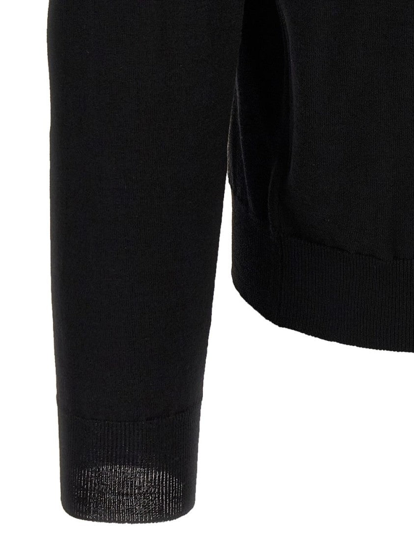 Zanone Classic Black Crewneck Sweater With Fine Knit Texture