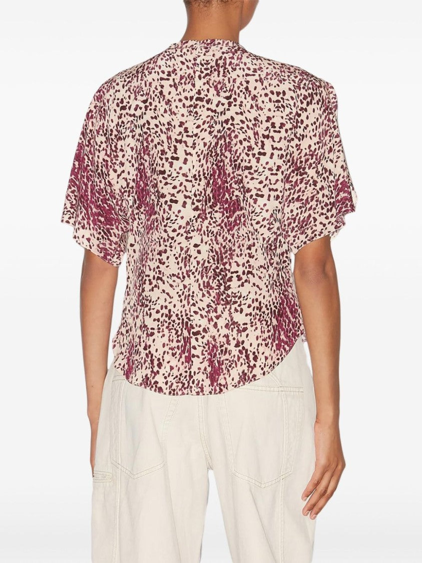 Isabel Marant Abstract Print Top With Puffed Sleeves