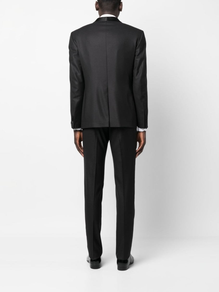 Tagliatore Single-Breasted Black Suit With Satin Shawl Lapel