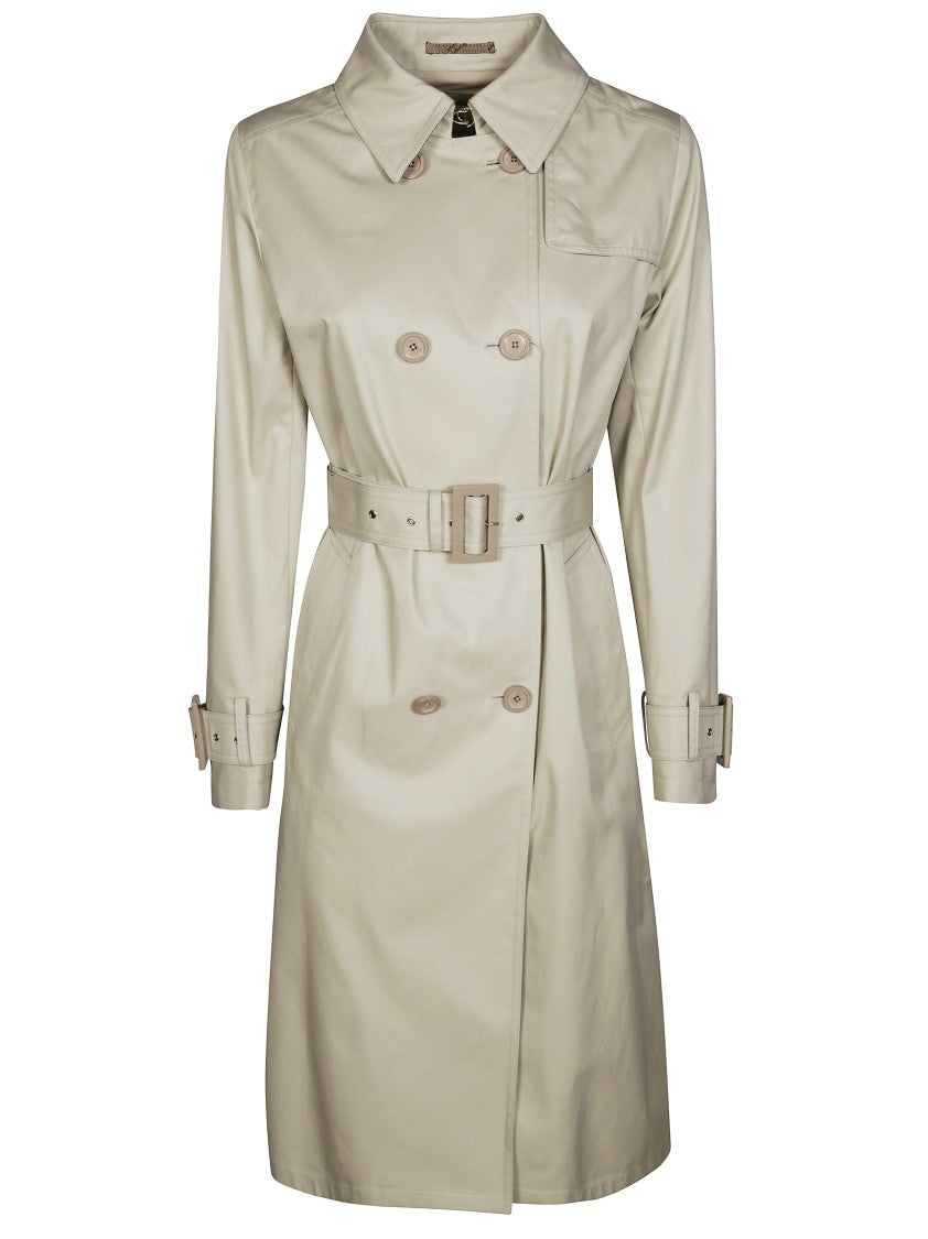 Herno Double-Breasted Classic Trench Coat With Belted Waist And Structured Collar