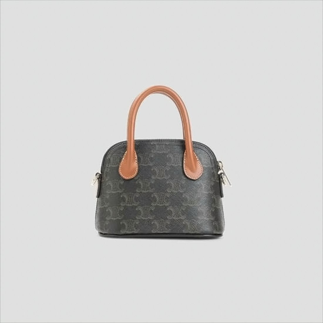 Celine Structured Canvas Shoulder Bag With Calf Leather Trim