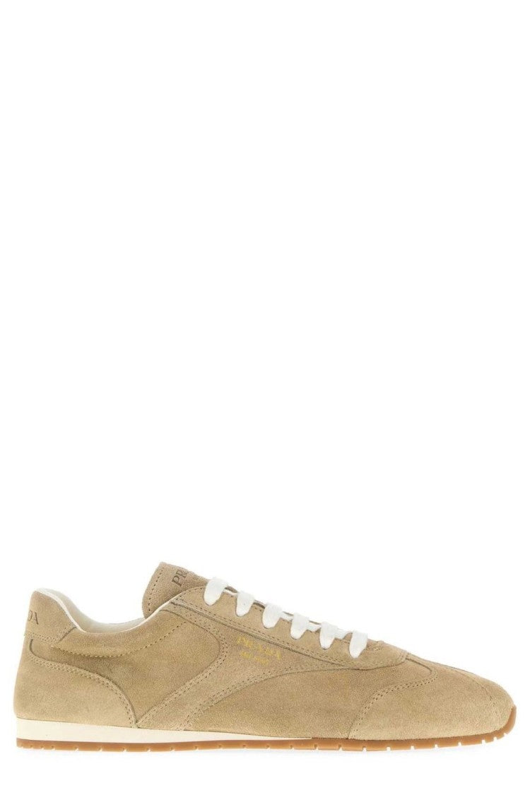 Prada Rounded Toe Brown Flats With Low-Profile Sole