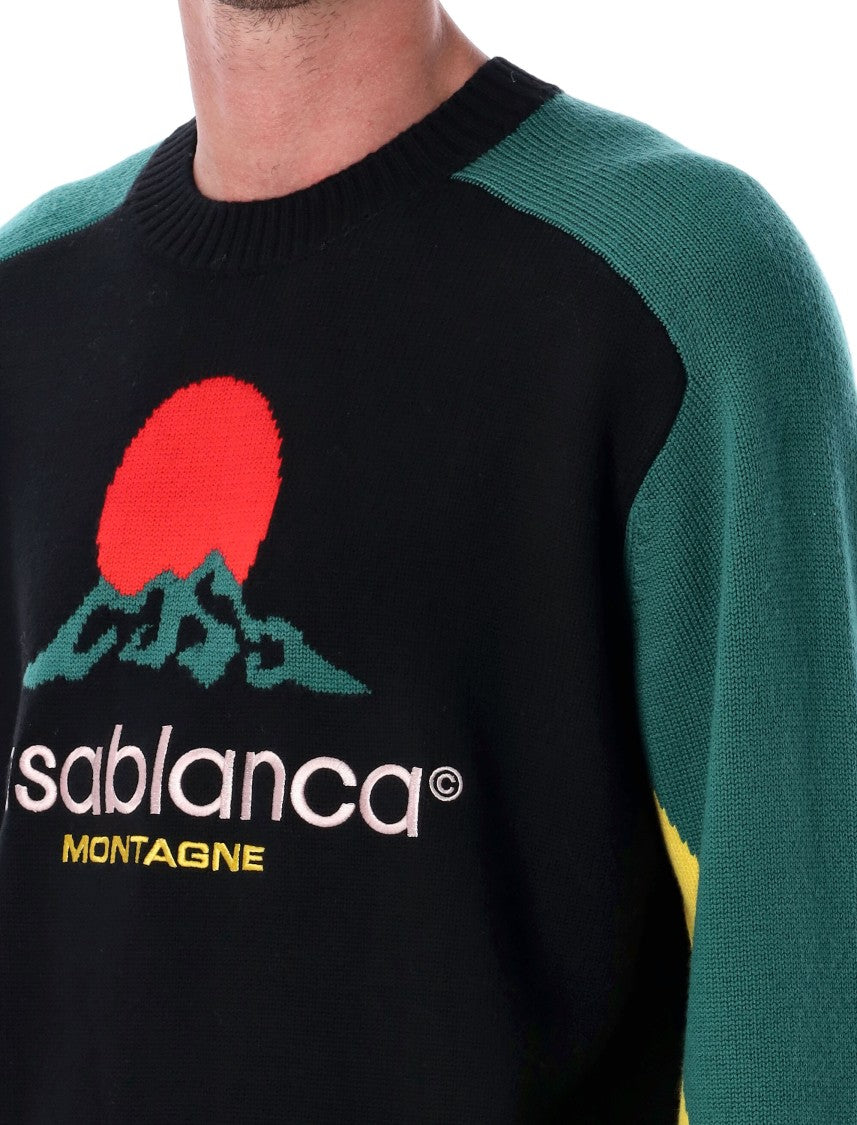 Casablanca Intarsia Knit Sweater With Graphic Motif