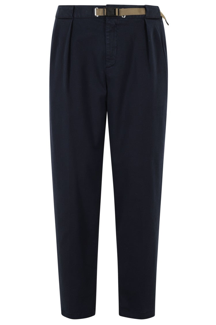 White Sand Tailored Trousers With Front Pleats