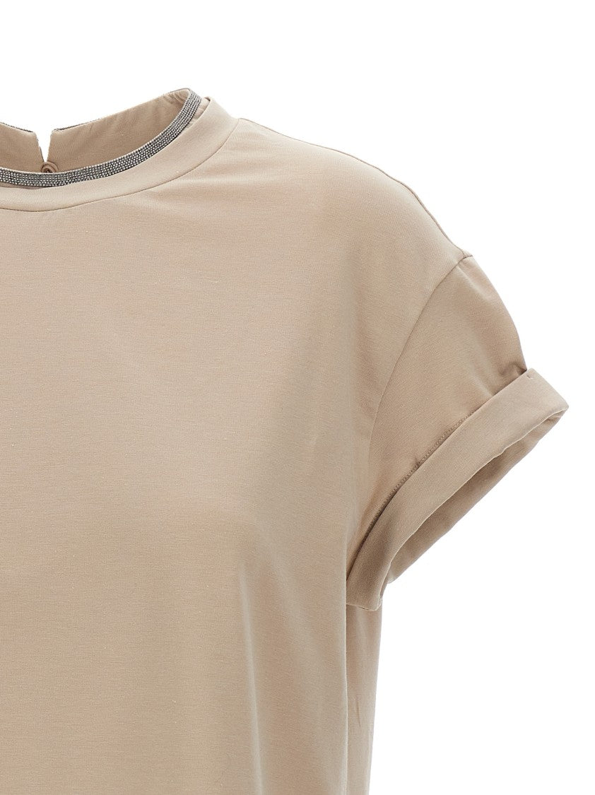 Brunello Cucinelli Monile Detail Cotton Crewneck T-Shirt
