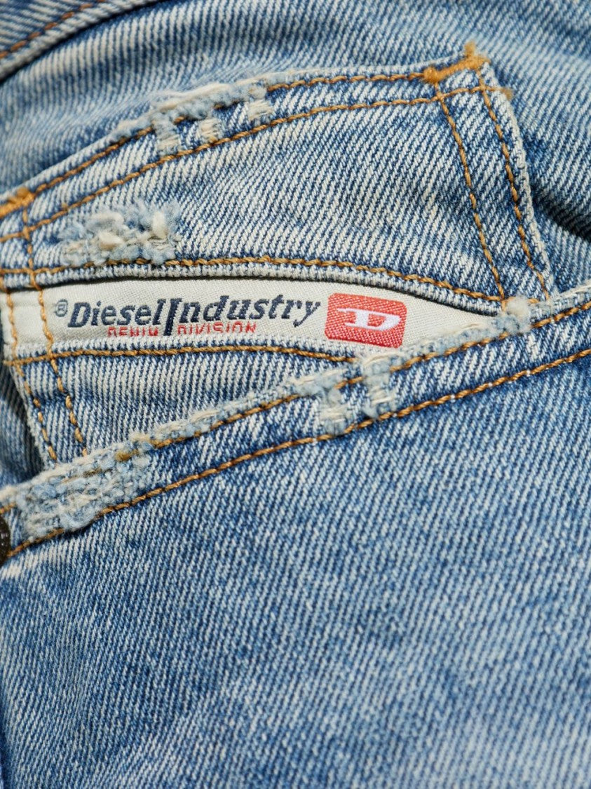 Diesel Cerulean Blue Ripped Jeans With Classic Five-Pocket Design