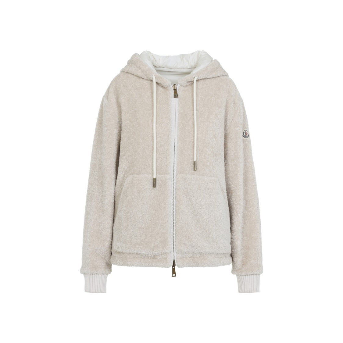Moncler Zip Up White Acrylic Jacket