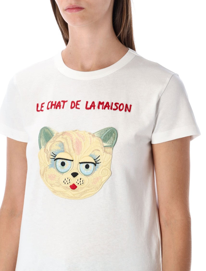 Valentino Garavani Embroidered Cat Face T-Shirt