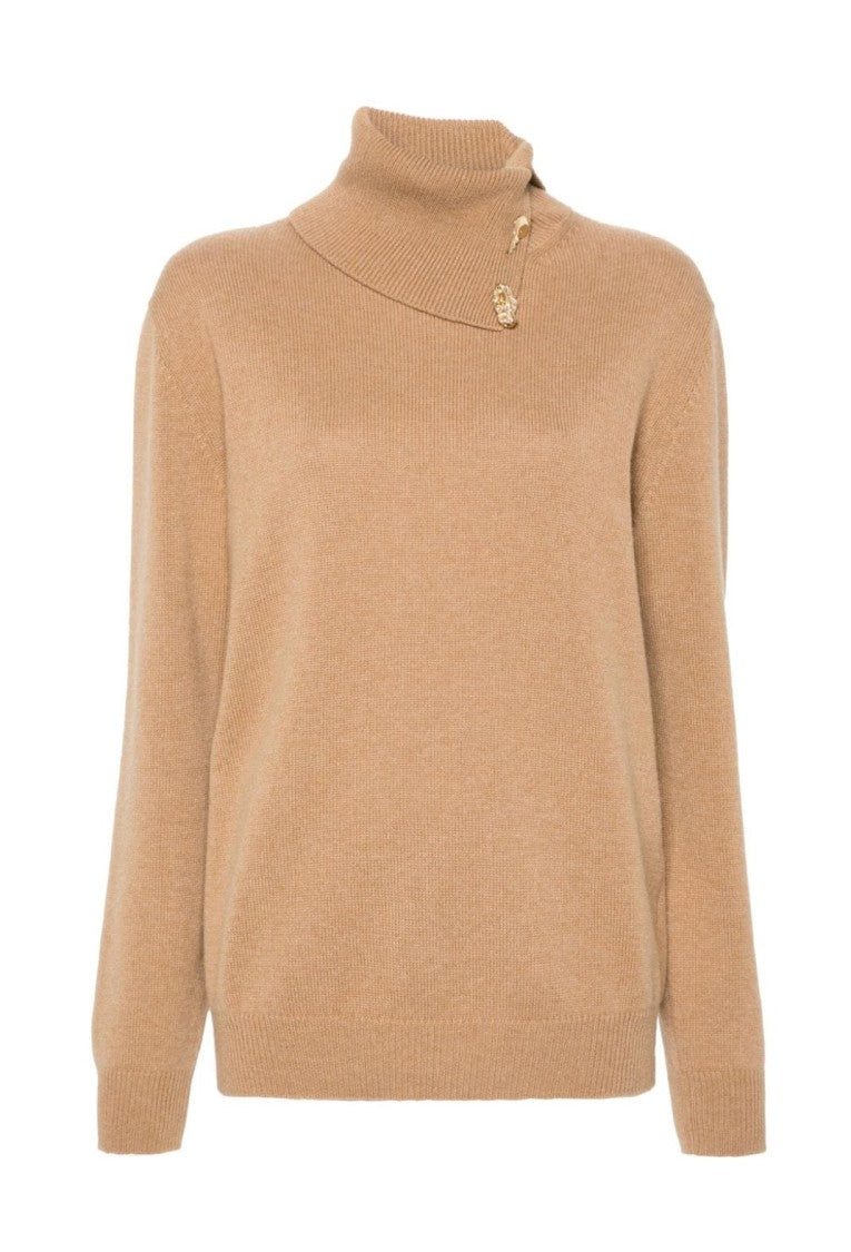 Fabiana Filippi High Neck Wool Knitwear With Button Detail