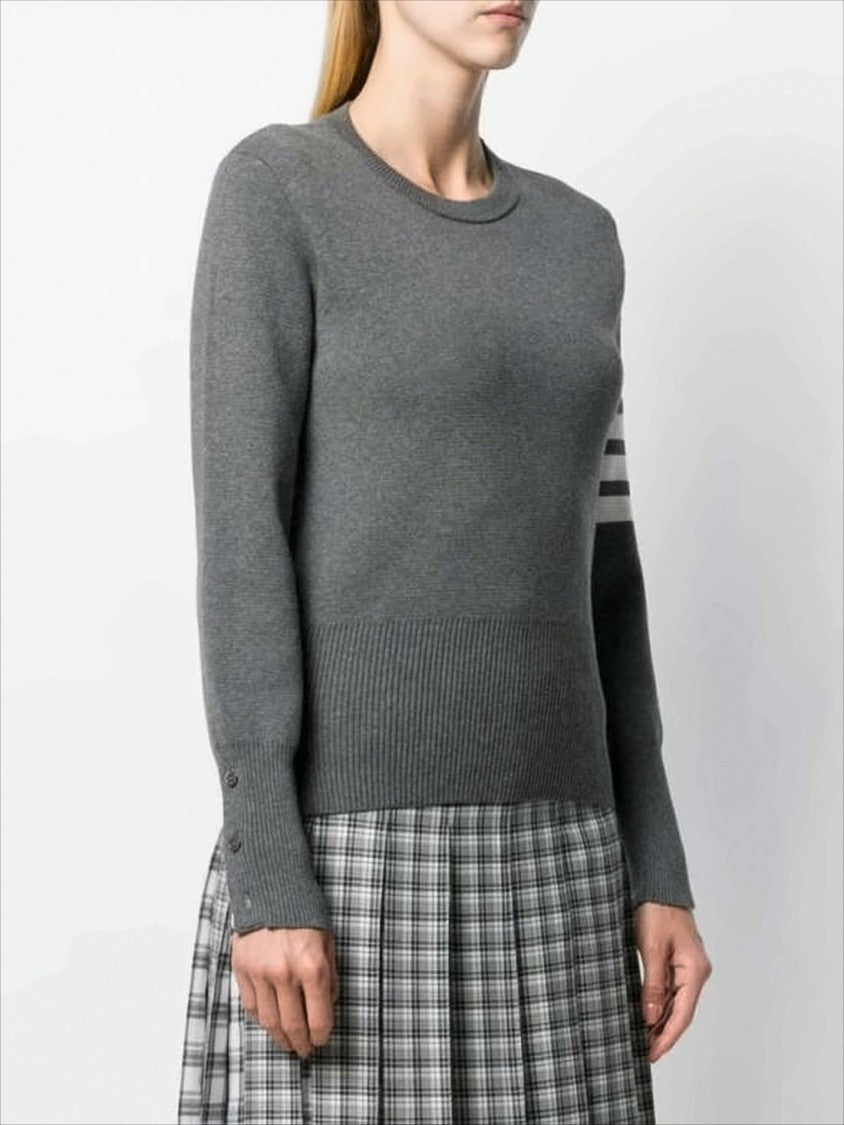 Thom Browne Fitted Knit Sweater With Tricolor Details