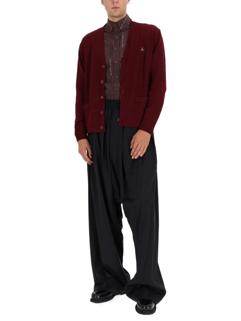 Vivienne Westwood Cardigan Sweater In Rich Bordeaux