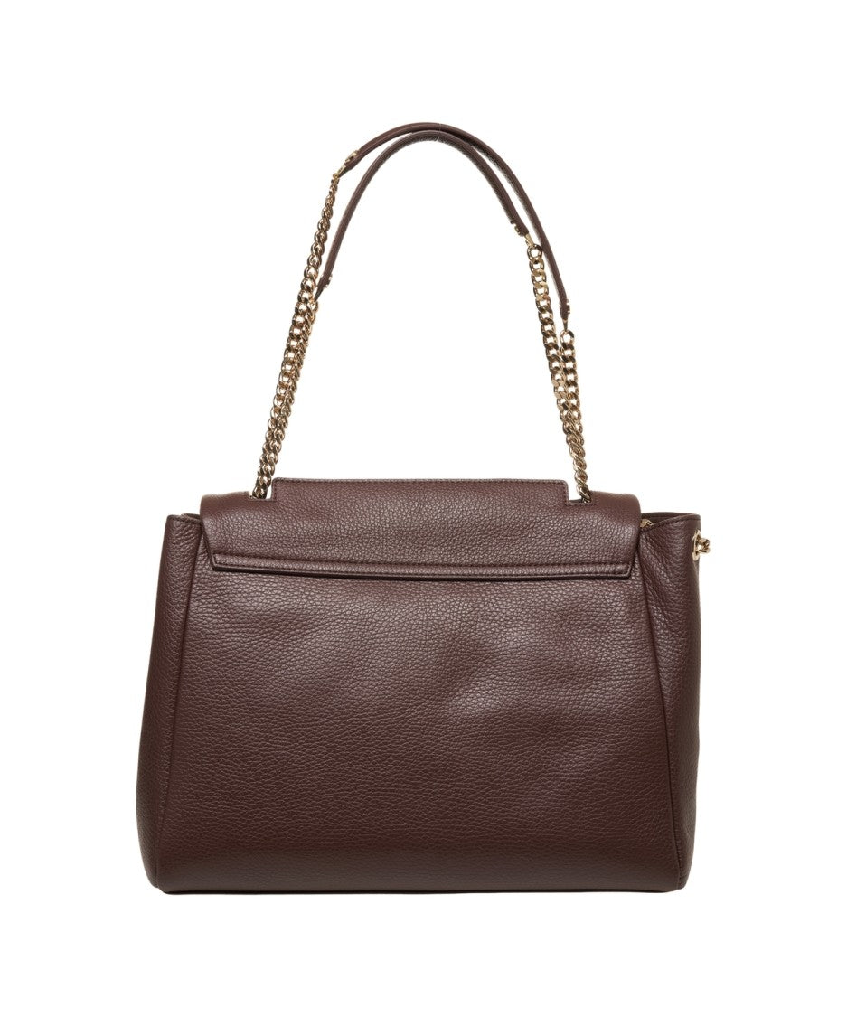 Orciani Hammered Leather Shoulder Bag With Chain-Detail Strap