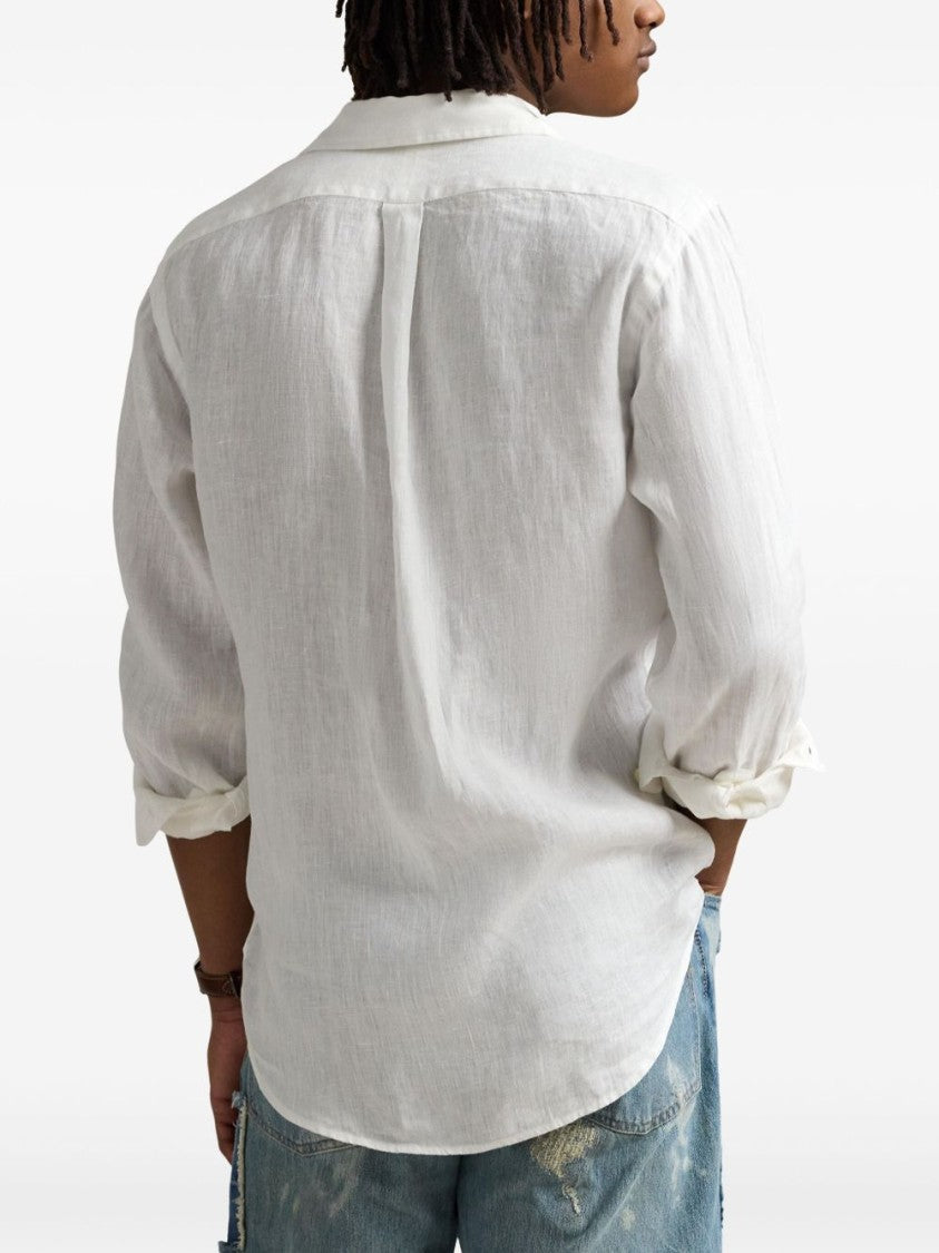 Polo Ralph Lauren Linen Long-Sleeved Shirt With Signature Embroidery