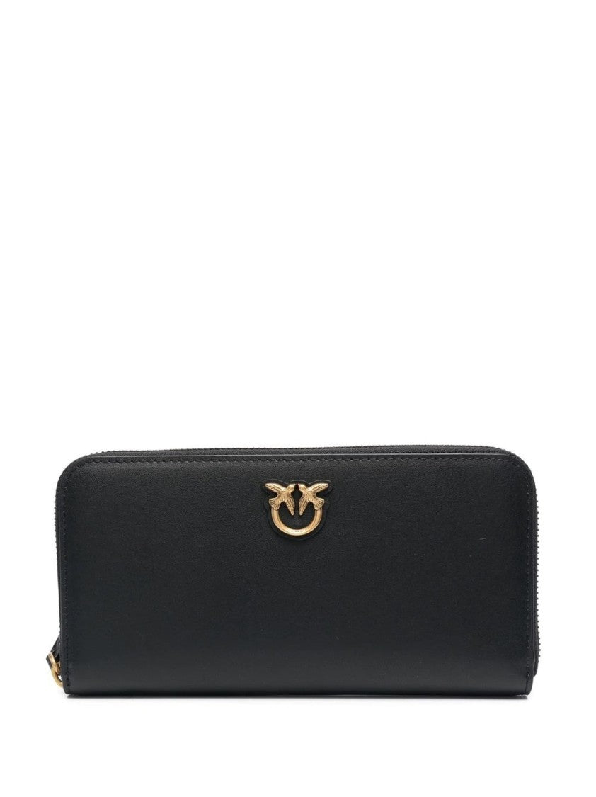 Pinko Smooth Black Leather Taylor Zip-Around Wallet