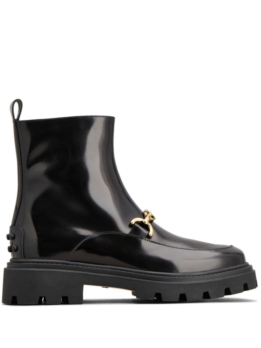 Tod's Glossy Black Ankle Boots