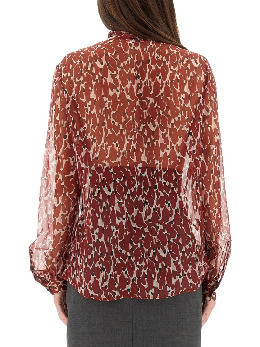 Saint Laurent Sheer Silk Blouse With Bow Tie Detail