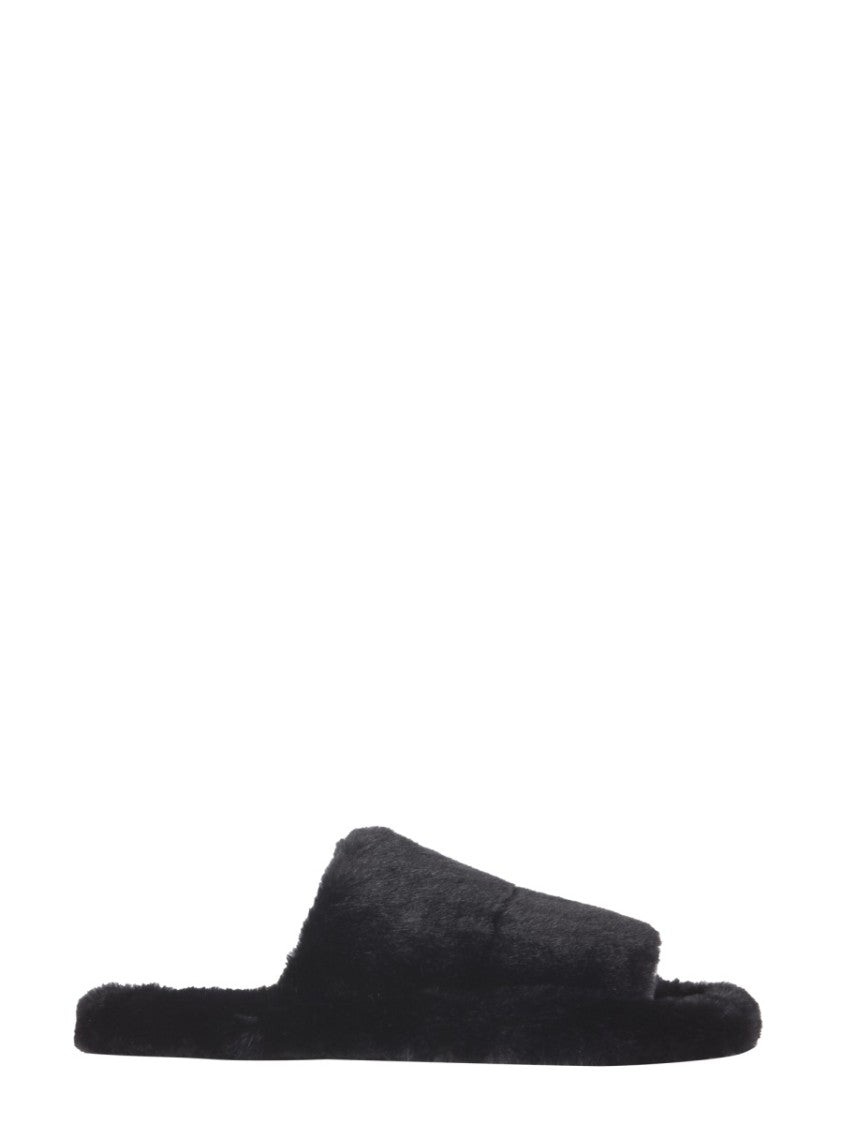 Dolce & Gabbana Faux Fur Footbed Slip-On Sandals