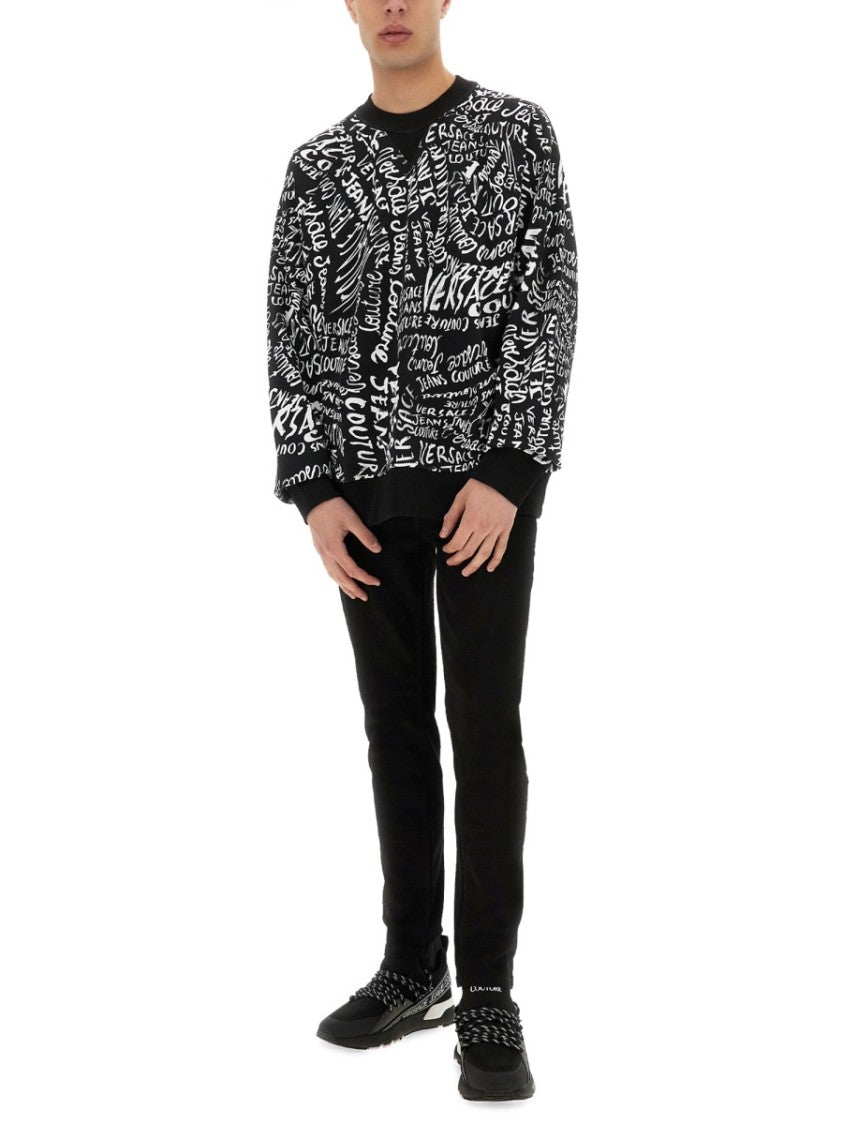 Versace Jeans Couture Logomania Print Crew Neck Sweatshirt
