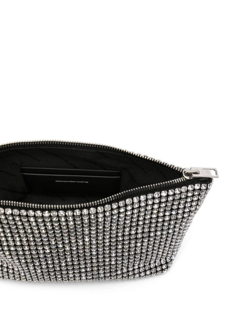Alexander Wang Glass Top Zip Bag With Crystal Embellishment And Detachable Wrist Strap