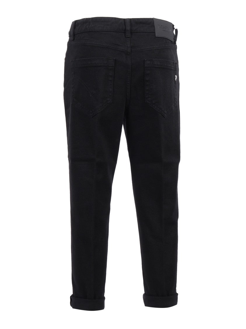 Dondup High-Waisted Tailored Pants With Button-Up Front And Rolled Cuffs