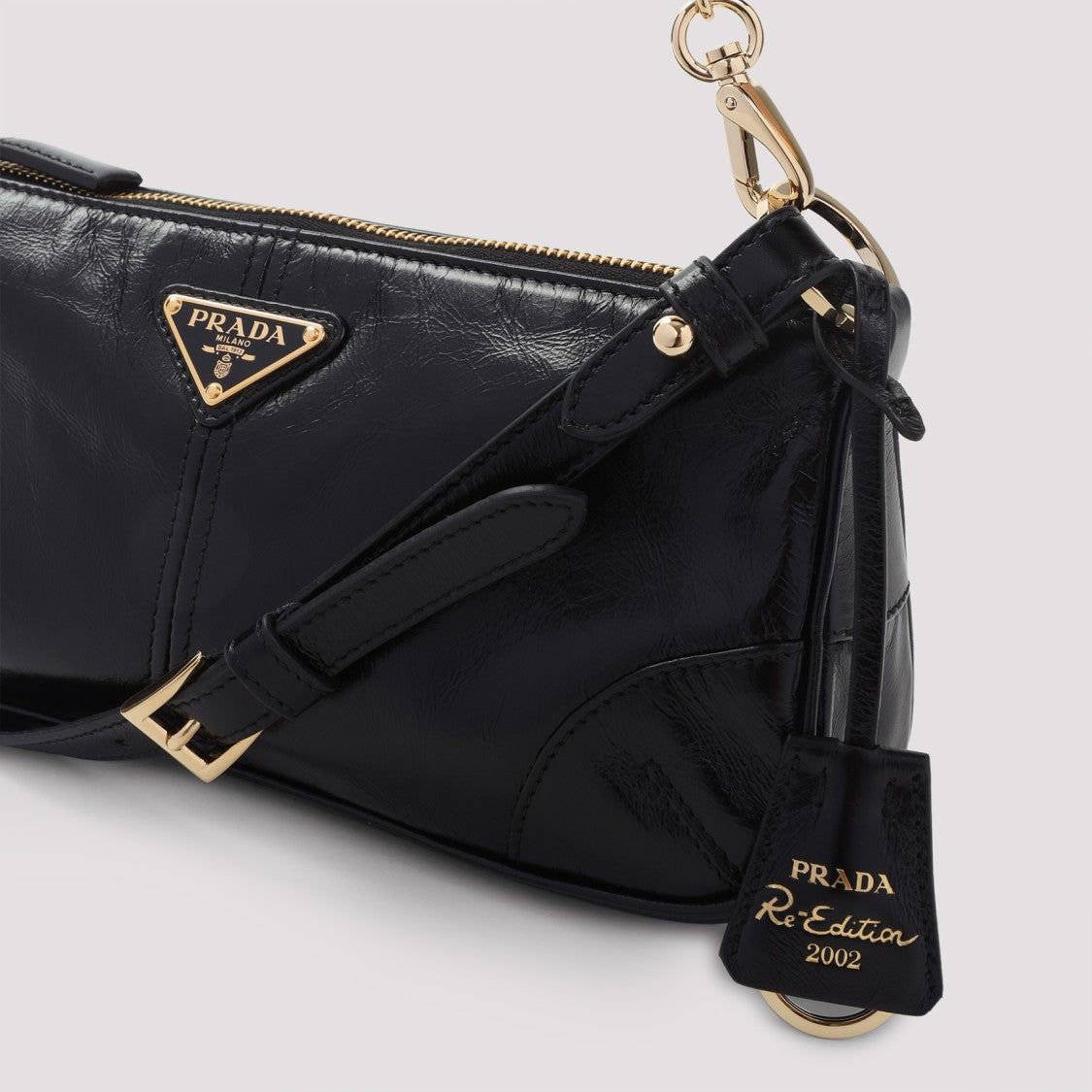 Prada Re-Edition 2002 Black Calf Leather Shoulder Bag