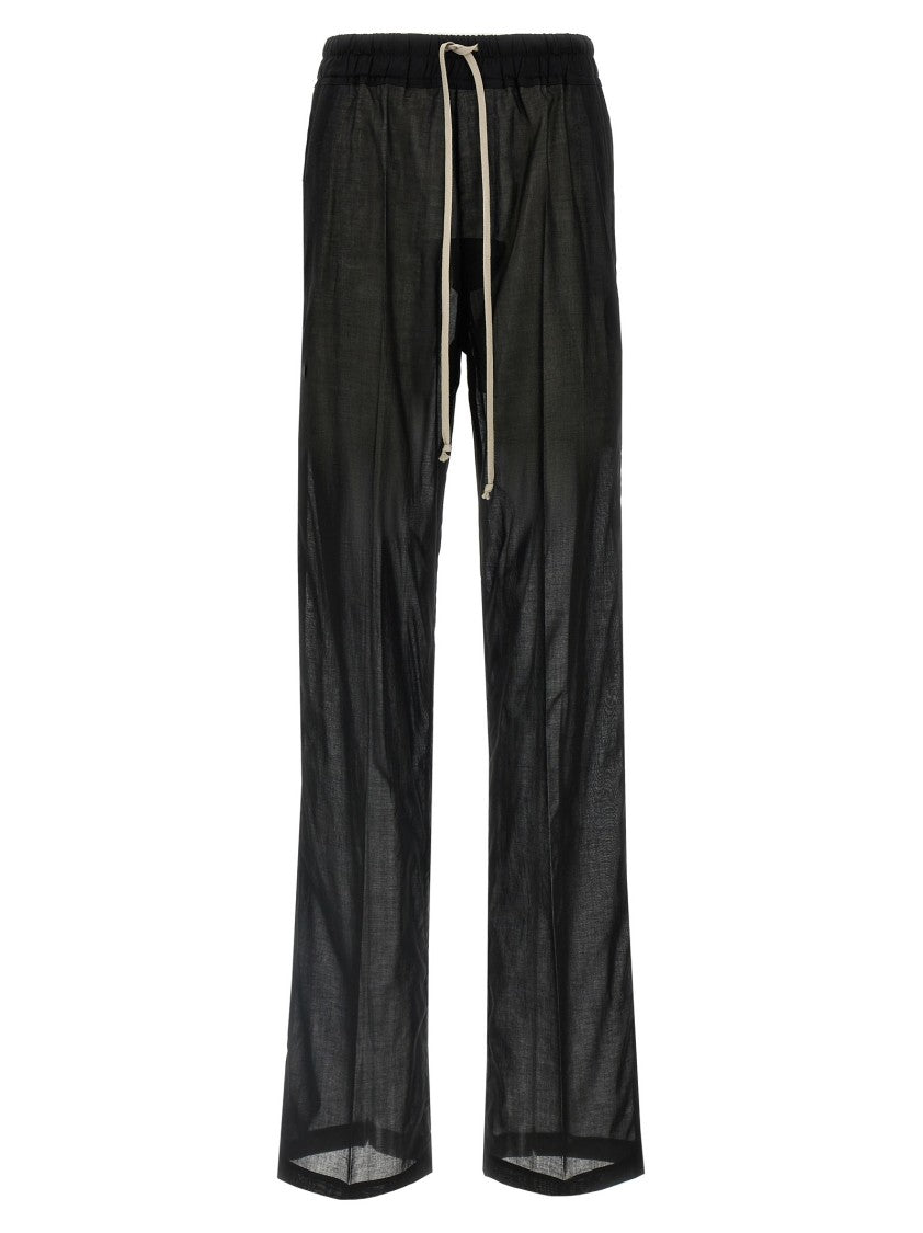 Rick Owens Wide-Leg Cotton Muslin Pants With Drawstring Waist