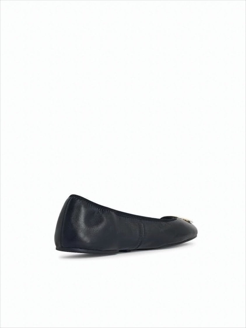 Tory Burch Nappa Leather Flat Shoes With Metallic Emblem