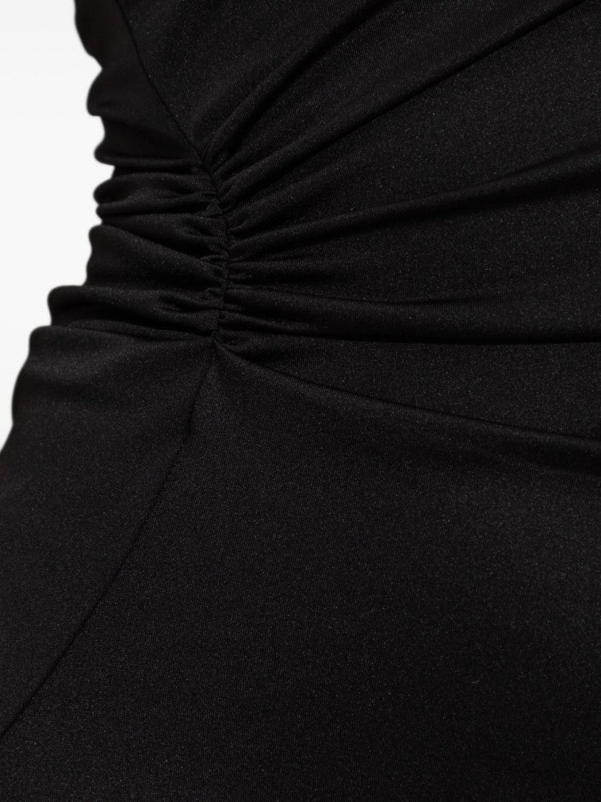 Victoria Beckham Fitted Black Midi Dress With Asymmetrical Hemline
