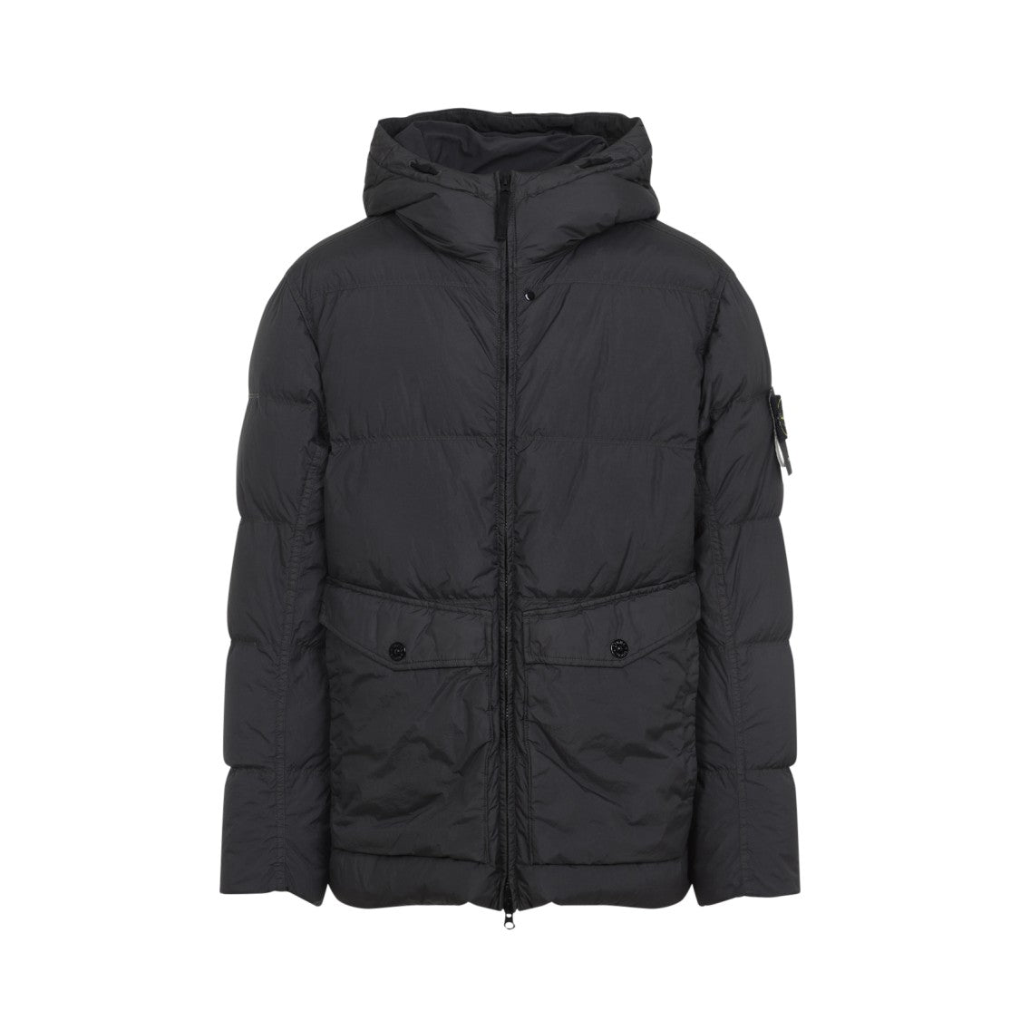Stone Island Lightweight Puffy Coat With Hood And Zip Closure
