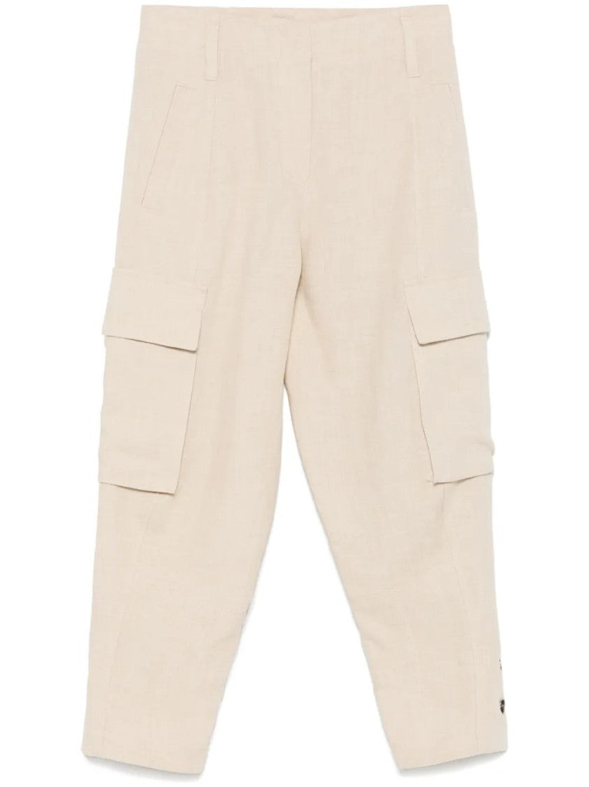 Brunello Cucinelli Relaxed Fit Linen Pants With Tapered Leg