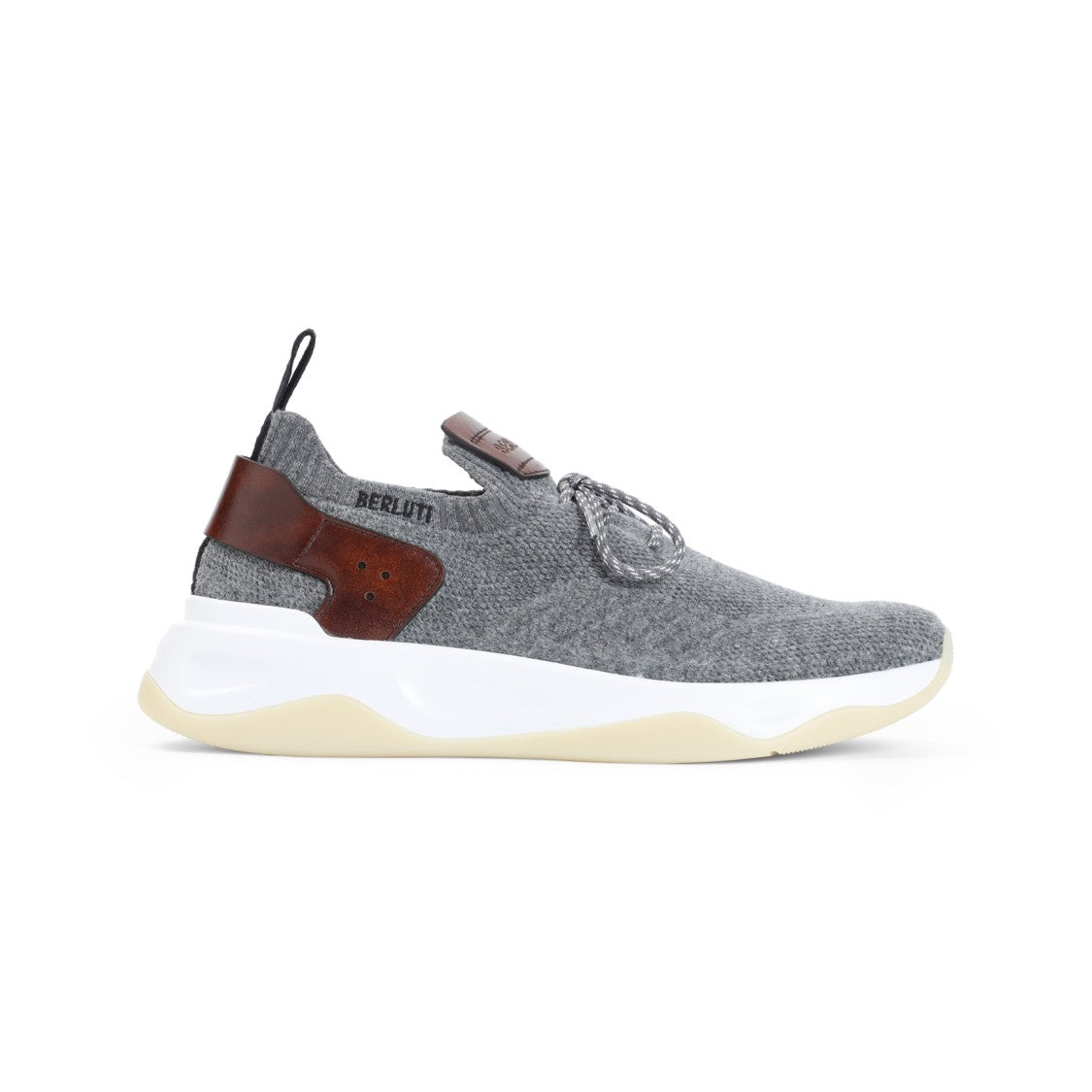 Berluti Knitted Textile Sneakers With Leather Accents