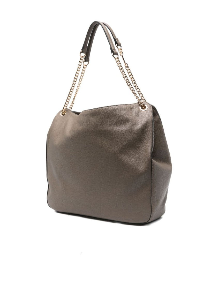 Twin-Set Textured Handbag With Chain-Link Strap And Magnetic Closure
