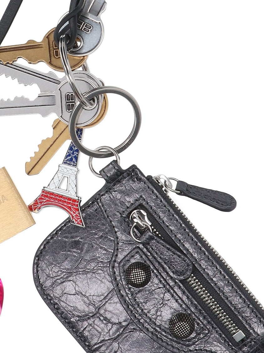 Balenciaga Silver-Tone Metal Keychain With Multicolor Logo Charms